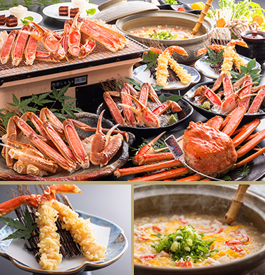 釜揚げ茹で松葉ガニ付デラックスコース【刺・焼・鍋・茹で・天ぷら】（1人2.2枚）